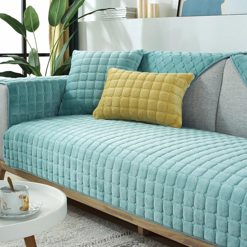 Плюшевые чехлы на диван, подушка для дивана, универсальный чехол на четыре сезона, нескользящий зимний чехол для дивана