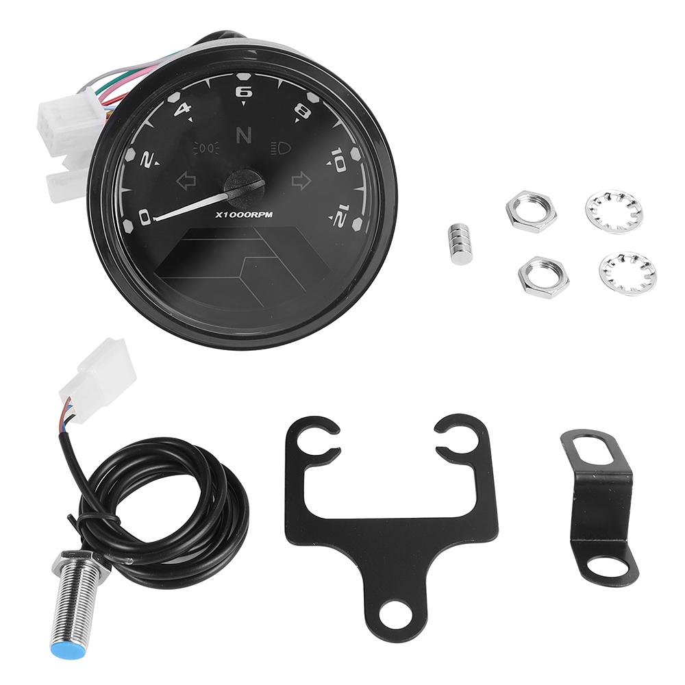 12V Motorcycle Speedometer Tachometer Fuel Meter Dashboard Gauges Odometer LCD Digital Indicator Motorbike Accessories Universal
