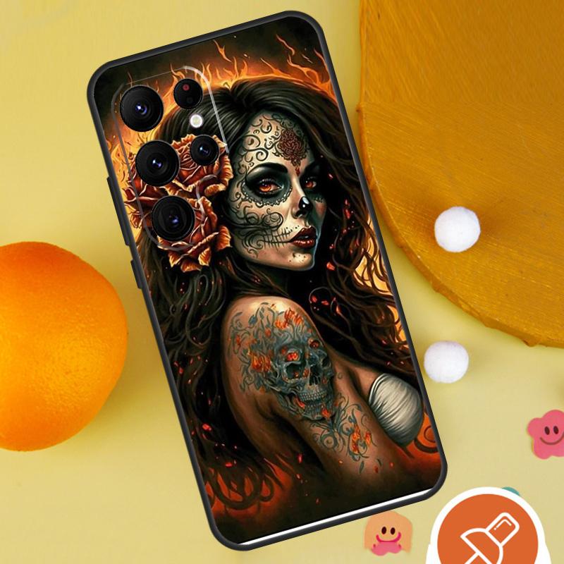 Чехол для телефона с рисунком мексиканского черепа и девушки для Samsung Galaxy S25 Ultra S24 S22 S21 Ultra S9 S10 S20 Plus S23 FE Funda Cover