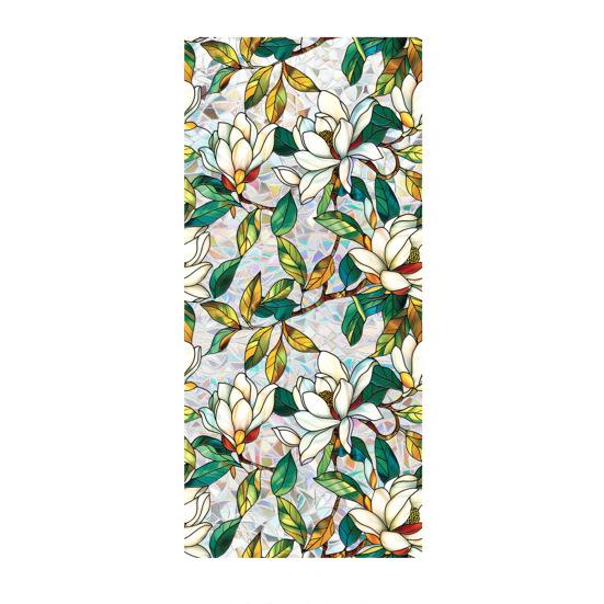 Flower Window Privacy Film Double-sided Stained Glass Rainbow Window Film Sun Blocking Static Covering Cling Sticker PVC Window Door Decorative