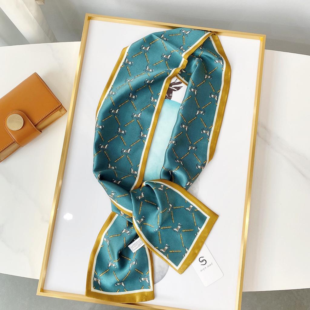 New Simulation Silk Long Scarf Fashionable Versatile Suit Double-Layer Scarf Decorative Bag Wrapped With Professional Scarf For Women