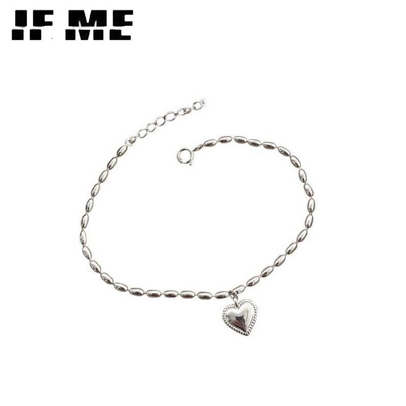 iF ME Модный браслет с подвеской в ​​виде сердца, бусины, серебряные браслеты-цепочки для женщин, аксессуары, ювелирные изделия
