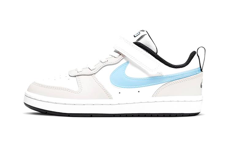 Nike Кроссовки Court Borough Low 2 KSA На липучках Низкие Скейтбордические Серый Белый Синий Для детей от 3 до 7 лет DC0477-100