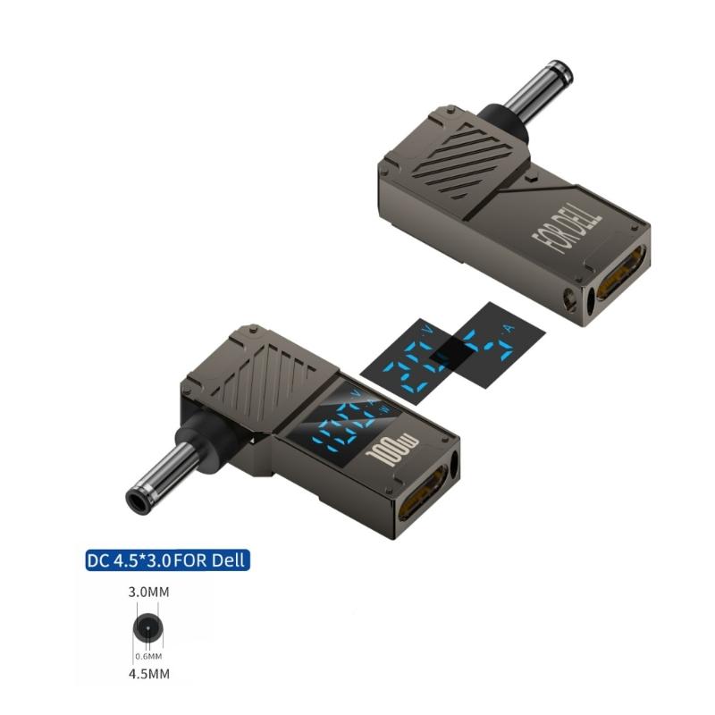 USB C к постоянному току 100 Вт PD Разъем Type C «мама» к «папа» с цифровым дисплеем для мониторов Напряжения Ток Мощность
