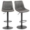 Set of 2 Bar Stools in Retro Design, Incl. Footrest, Height-Adjustable, Gas Lift, Dark Grey