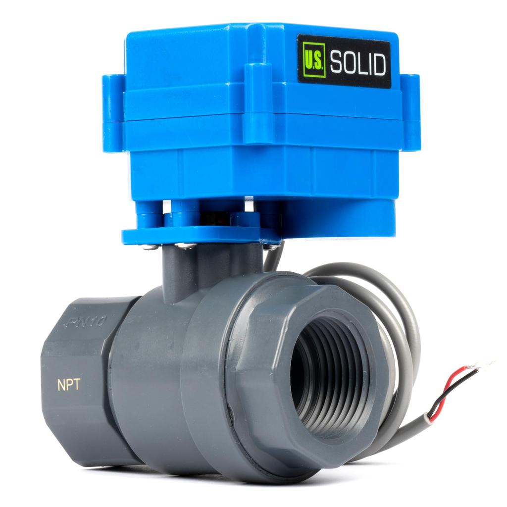 U.S. Solid Electric Ball Valve 9-36V AC/DC Electric Ball Valve, 2-Wire Automatic Return, Two