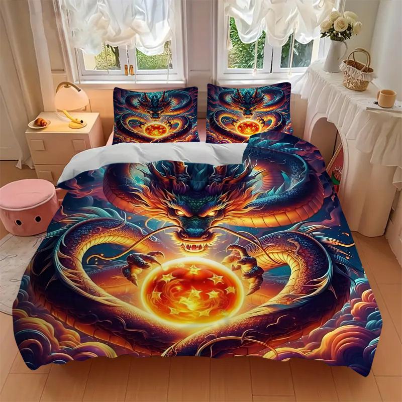 3pcs Dragon Heart Printed Bedding Set, Soft and Comfortable Quilt Cover for Bedroom, Guest Room (1 Duvet Cover + 2 Pillowcases, Pillow Core Not I