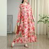 DIMANAF Новое 2025 Женское Большого Размера Весеннее Длинное Платье Свободное Базовое Винтажное Оверсайз Длинный Рукав Макси Цветочное