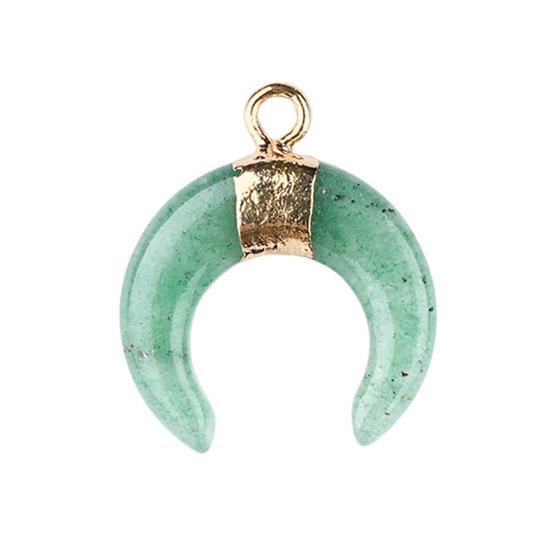 DIY Pendant Gold-Plated Edging Crescent Horn Design Natural Imitation Crystals Jade Necklace Bracelet Earrings Charm DIY Jewelry Making