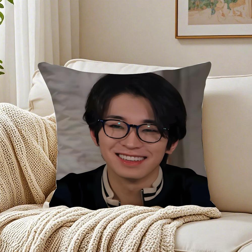 Popular Kpop Idol WWonwooS Cushion Cover Linen Pillowcase Soft  for Sofa Bed Home Room Decor