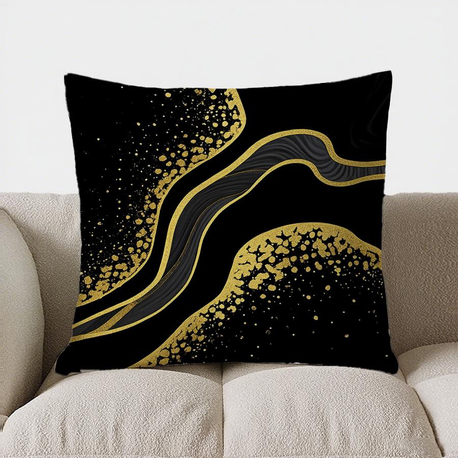 Домашний декор Черный иamp; Золотой мраморный узор Декоративная подушка Чехол для подушки Подходит для дивана Спальни Автомобиля Чехол для подушки