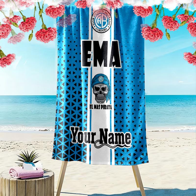 Name Custom CLUB ATLETICO BELGRANO Print Beach Towel, Large Soft Quick Dry Towel for Beach Camping Swimming