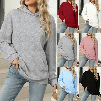 Женские толстовки с капюшоном Повседневные свободные рубашки с длинным рукавом и V-образным вырезом Топы Пуловеры Осенняя одежда Наряды