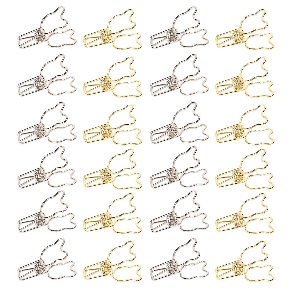 100 шт. клипсы золотые серебряные в форме милого медведя с сильной силой зажима металлические полые длинные хвостовые клипсы