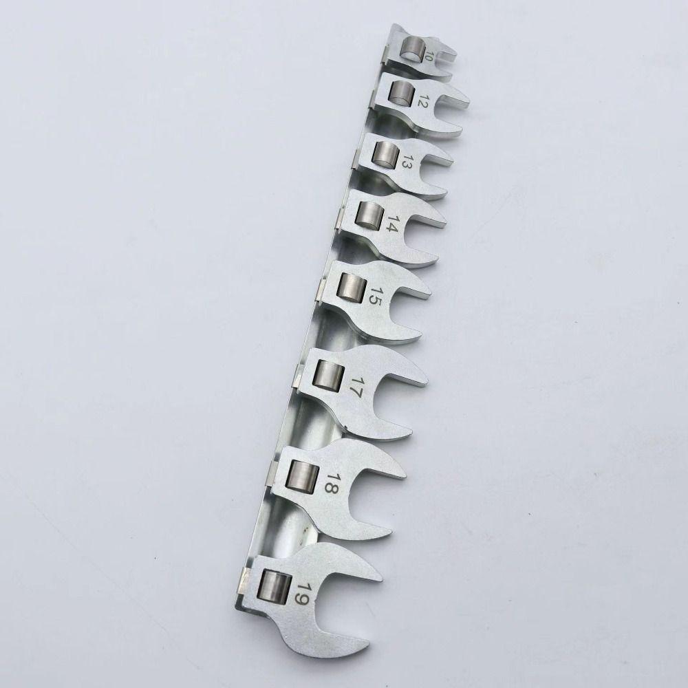 8Pcs Portable Replaceable Drive Crowfoot Wrench 3/8 Inch Movable Ratchet Wrench High Quality 10 To 19mm L-shaped Wrench