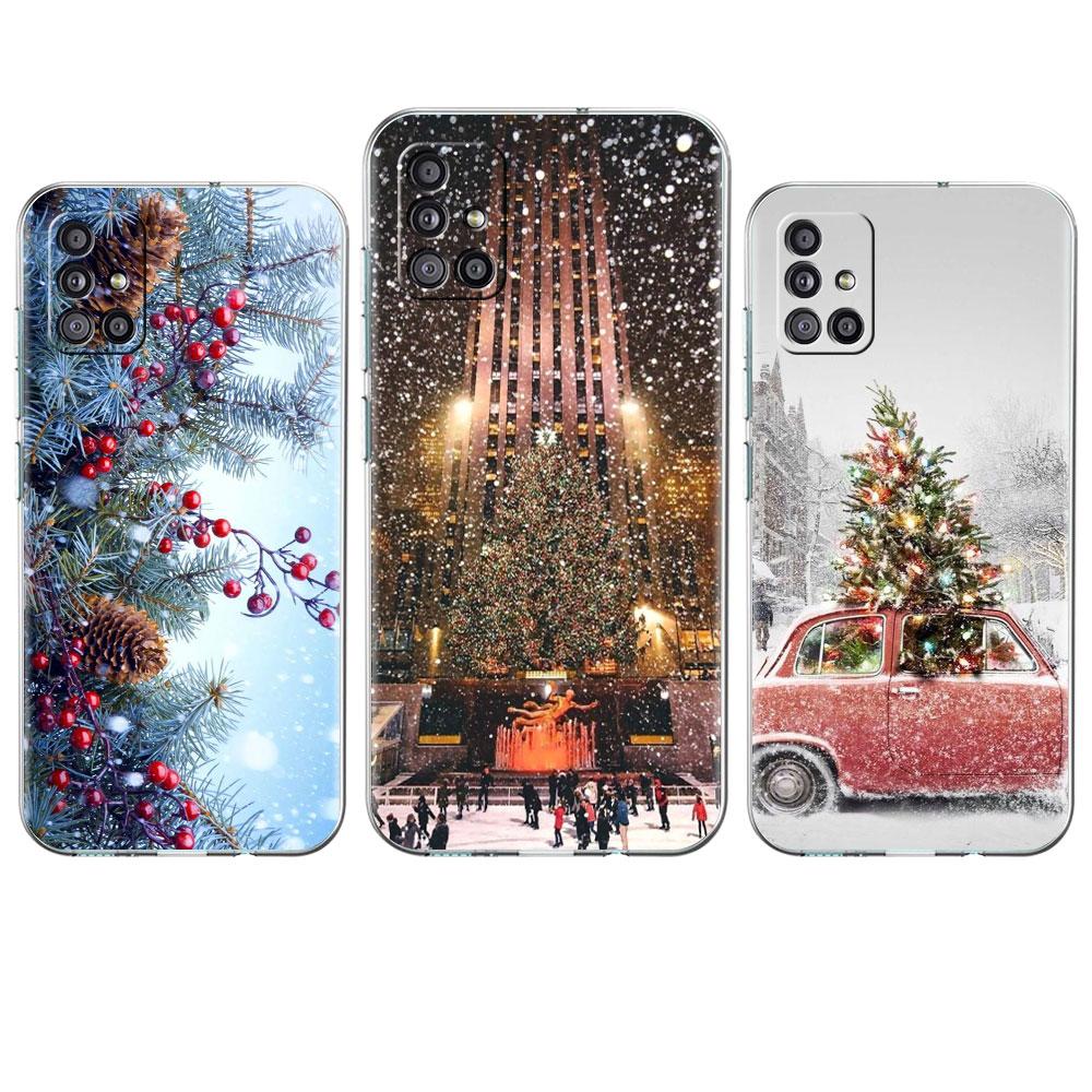 Прозрачный чехол для Samsung Galaxy A52 A12 A51 A32 A21s A71 A32 A22 50 A70 A31 A72 5G, чехол для телефона, зимний жесткий жесткий чехол в Нью-Йорке