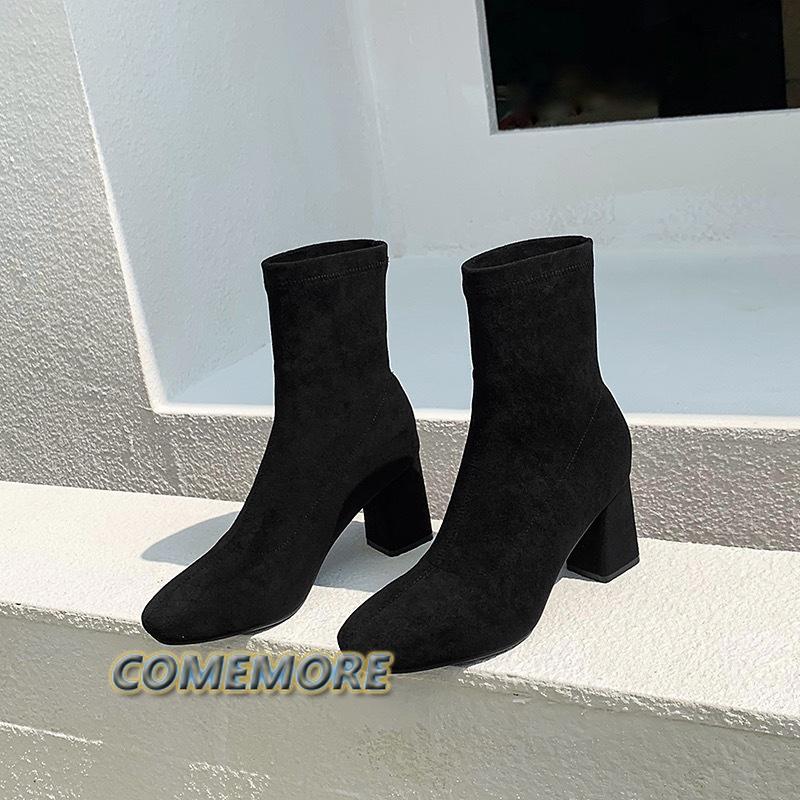 Осенне-зимняя обувь Женская обувь на каблуке Модная женская обувь с боковой молнией Элегантные туфли на высоком каблуке Ботильоны для вечеринок Удобные ботинки размера плюс 42