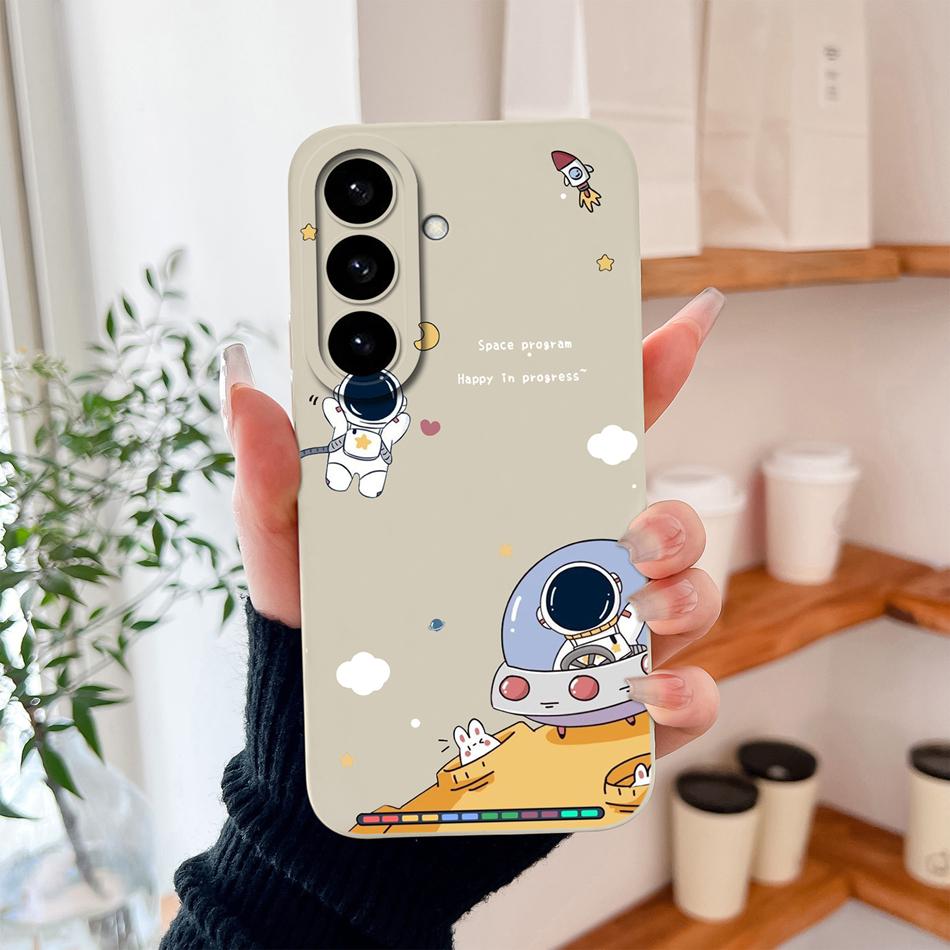 For Samsung S26 Ultra Phone Case For Galaxy S26 Plus Cute Astronaut Liquid Silicone Full Coverage Anti Drop Soft Durable Bumper