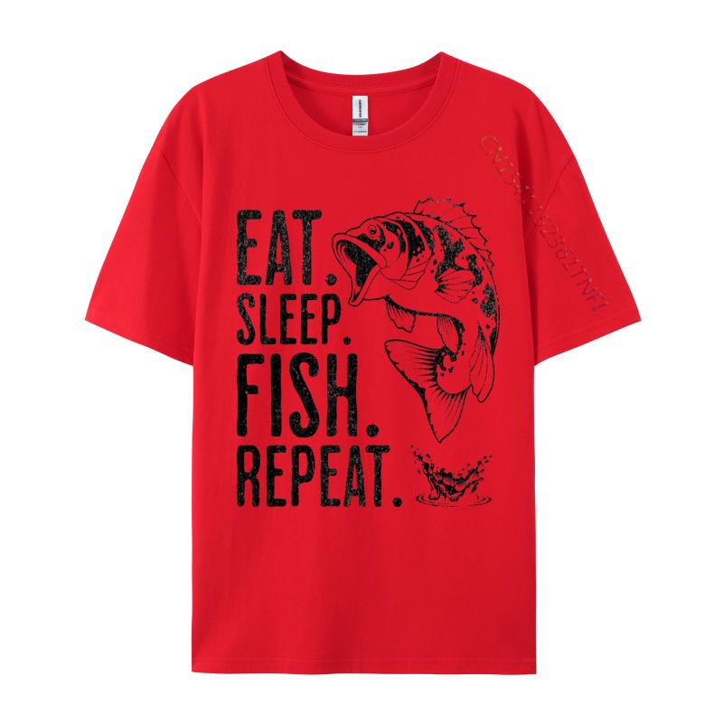 Eat Sleep Fish Repeat Tshirt Vintage Fashionable Party Tees Cotton Tops T Shirts for Men Cosie T Shirt