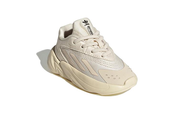 adidas Originals Ozelia El I Устойчивые к истиранию Низкие детские кроссовки Бежево-желтые для младенцев и малышей GW7215