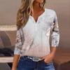 Женский модный повседневный женский топ с v-образным вырезом и рукавами три четверти с принтом и узором