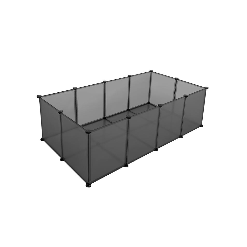 SONGMICS Pet Playpen, Guinea Pig Run and Cage with Floor, Indoor DIY Transparent Plastic Enclosure for Hamsters, Rabbits, Hedgehogs