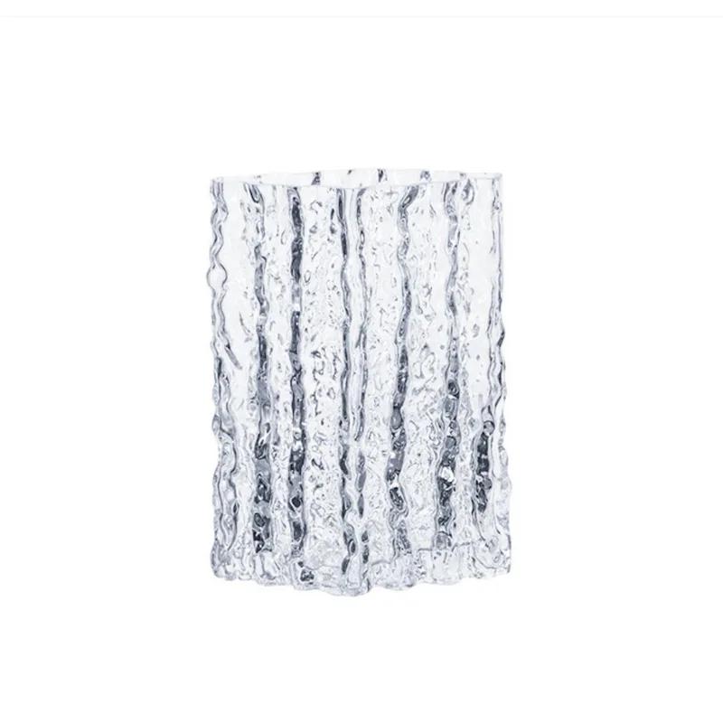 Instagram Premium Light Luxury Glacier Vase Glass Transparent Flower Arrangement Rose Flower Living Room Dining Table Decoration