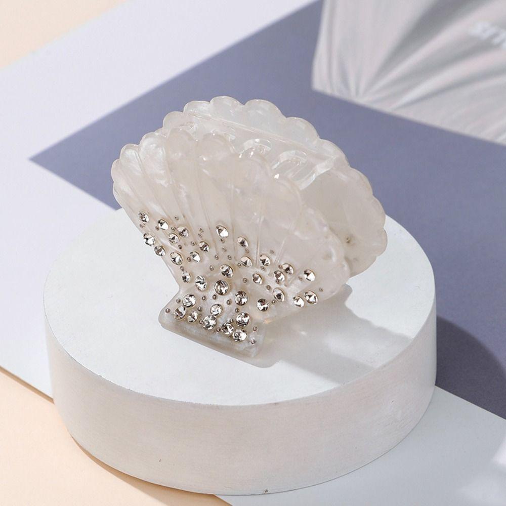 Rhonestone Shell Crab Clip Korean Style Shell Shape Claw Clip Sweet Shell Hair Claw Lady