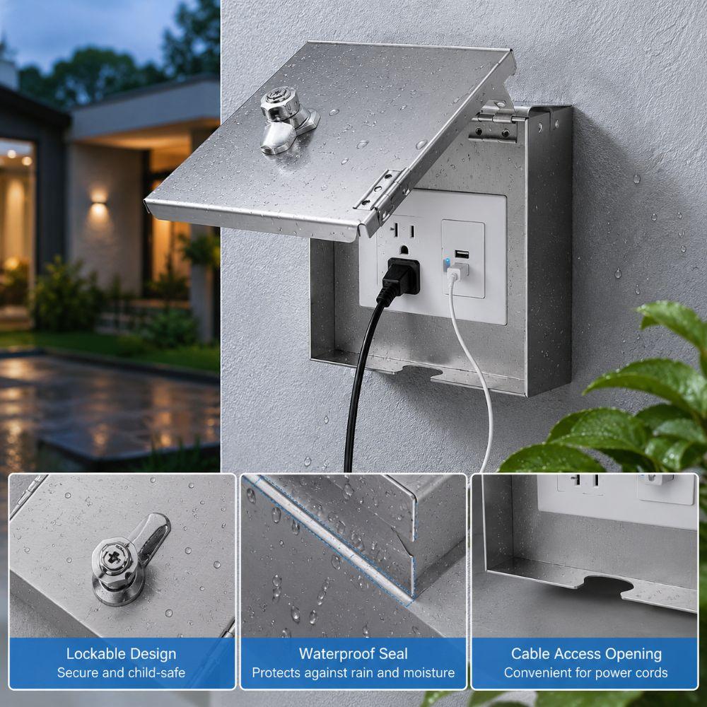 Anti-Theft Socket Protector Lockable Socket Protection Box Professional Outlet Box Cover Outdoor