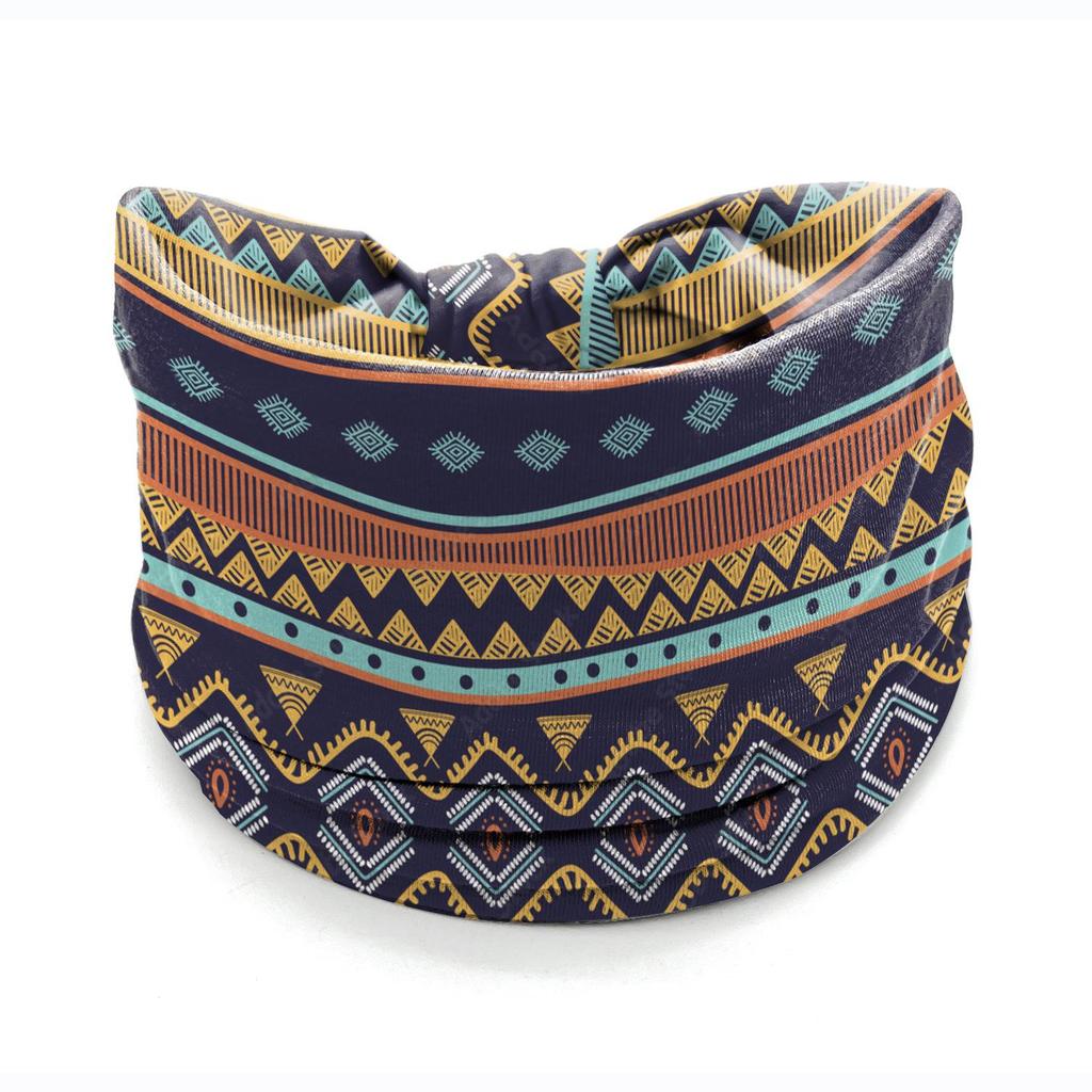 Bohemian African Ethnic Print Knotted Yoga Headband – Wide Elastic Women's Hair Accessory