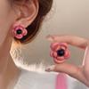 S925 Silver French Pink Camellia Earrings - Elegant, Versatile, and Luxurious Floral Design