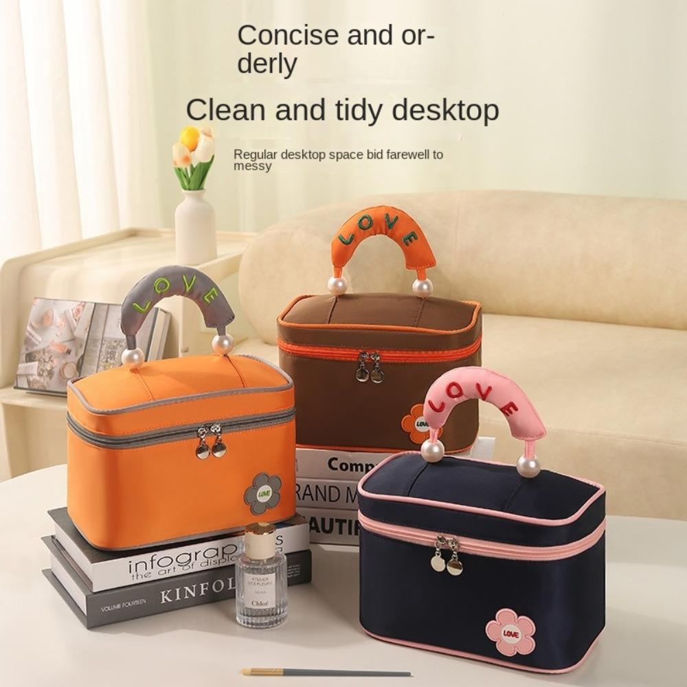 High Beauty Handheld Cosmetic Bag Square Wash Bag Portable Women Makeup Bag Travel