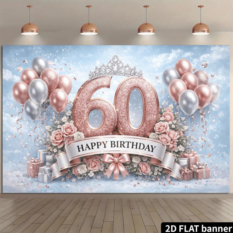 2D flat surface 1 piece of rose gold background fabric for 60th birthday celebration suitable for hotels
