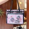 Women Fashion Checkered Pattern Retro Ita Bag Cute Girl Transparent Large Capacity Tote Bag New Shoulder Bag DIY Display Handbag