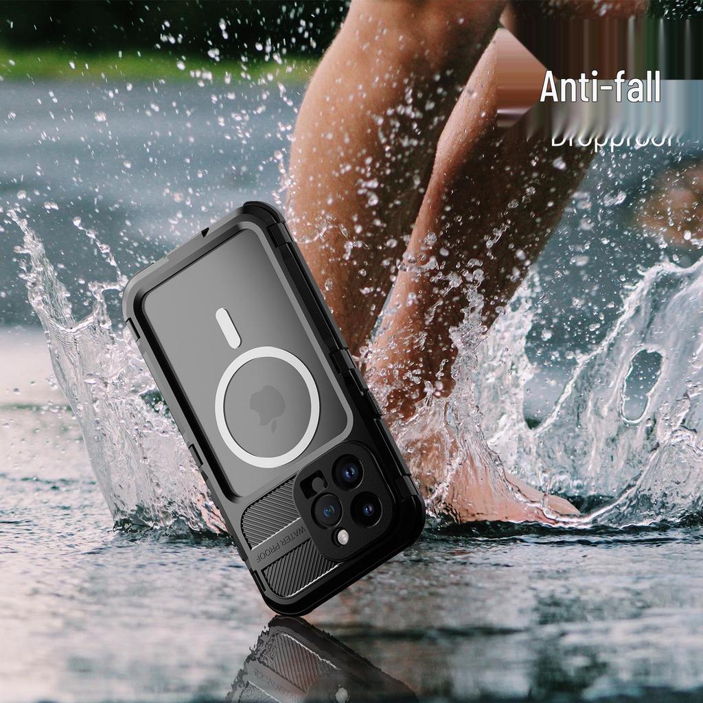 iPhone 15 Pro Красный Перец Водонепроницаемый Металлический Чехол: Защитный чехол для дайвинга, устойчивый к давлению, простой в использовании