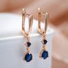 New Blue Zircon Long Drop Earrings for Women Golden Color Trendy Simple Earrings Romantic Vintage Jewelry