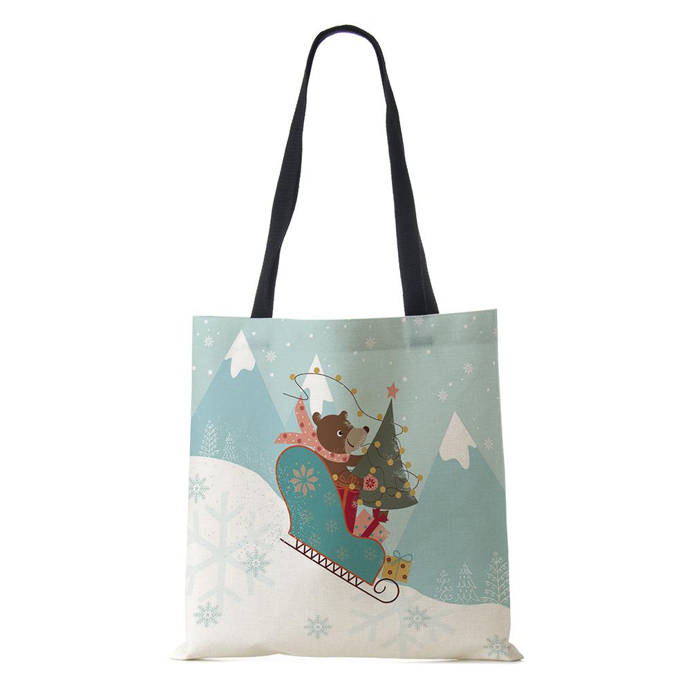 Холщовая сумка-шоппер Харадзюку Мультяшный Рождественский Лосьженская Сумка через плечо Корейская Многоразовая Большой вместимости Складная Сумка-тоут Сумки KTY