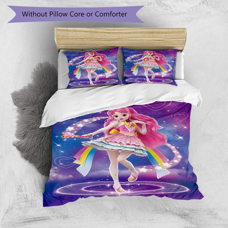 3pcs Magic Sweethear (4) Design Cover Set - HD Printed Bedding with 1 Cover and 2 Pillowcases - Perfect for Home and Dorm Decor