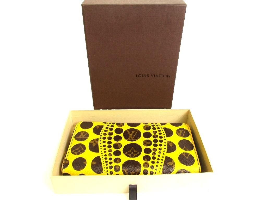 Authentic LOUIS VUITTON Monogram Yellow Leather Kusama Yayoi Dots Zippy Wallet #b048  Open box
