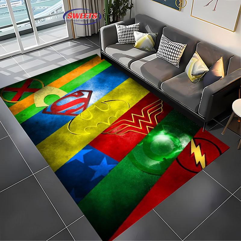 Новые полки! 3D Классический ковер с логотипом DC, Гостиная Спальня Офисная зона Детская комната на выбор, Нескользящий Коврик, можно стирать в машине