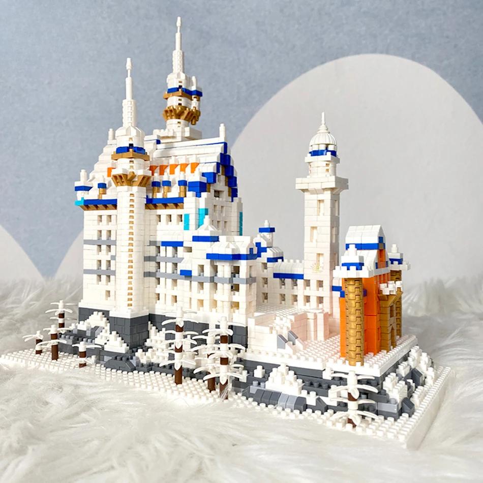 3000pcs Swan Stone Castle Architecture Model Micro Building Blocks City Street View Mini Diamond Bricks Children Toys