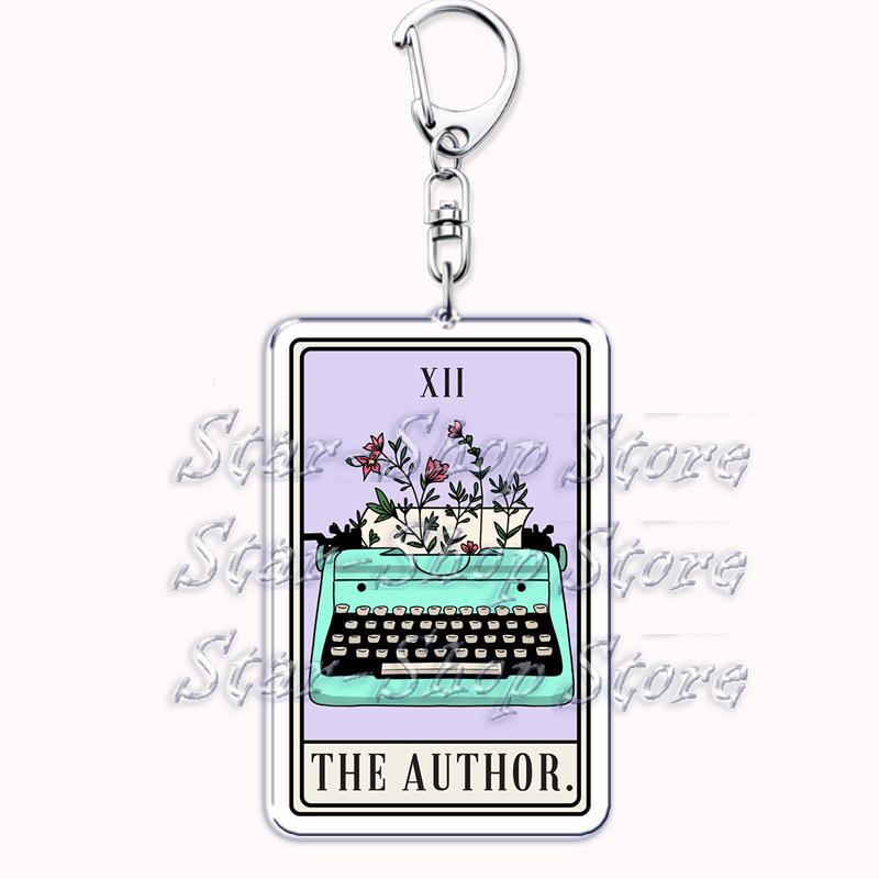 Popular Culture Halloween Tarot Card Keychains for Accessories Moon Luna Death Keyring Jewelry Fans Lovers Friends Reader Gifts