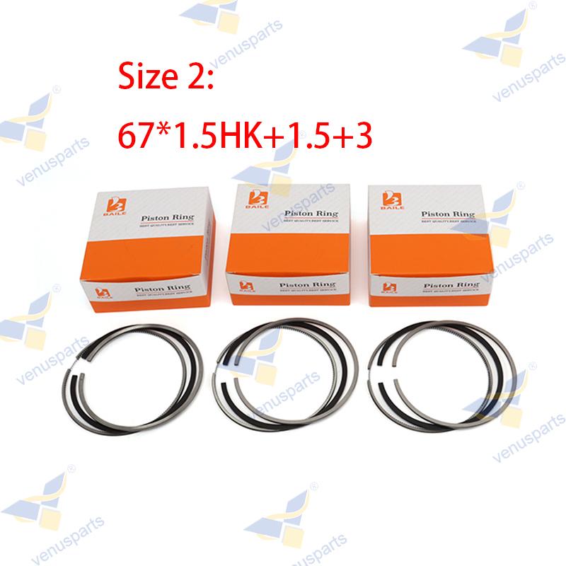D722 Piston Rings Set 3 Cylinders For Kubota 67*2+2+2.8 & 67*1.5HK+1.5+3 67mm STD Engine Overhaul Rebuild Kit Parts