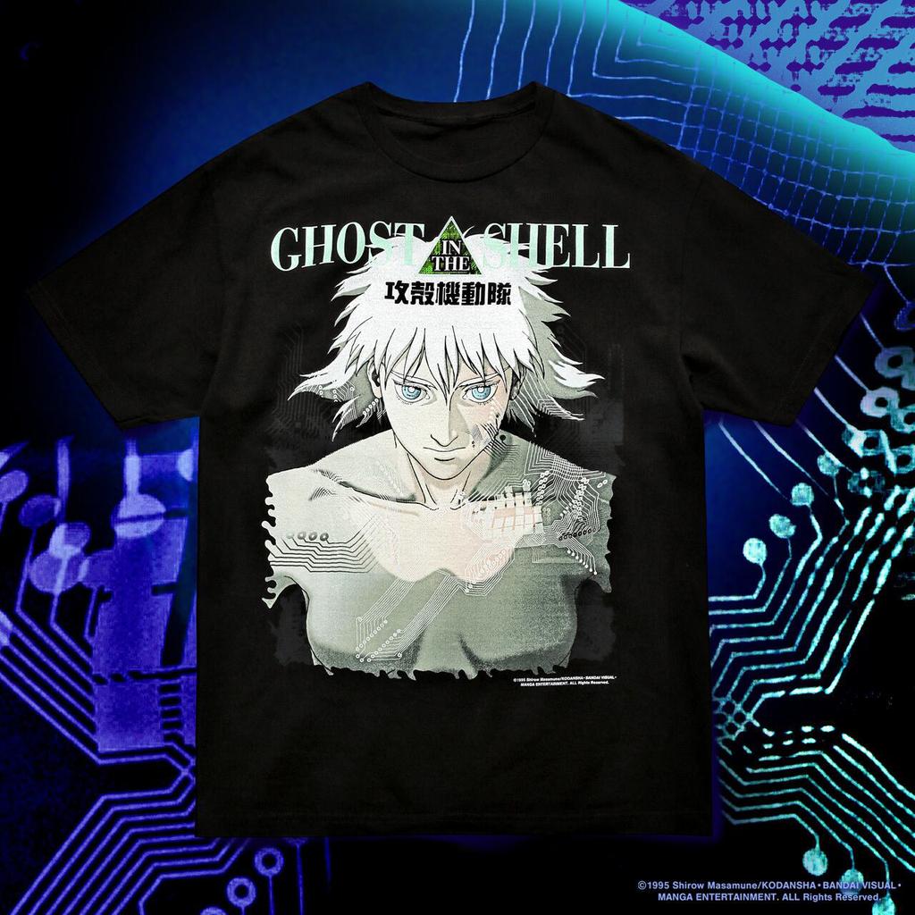 Ghost In The Shell T-shirts Men's Anime Oversized Graphic T-Shirt Japanese Old School Anime T-shirt Y2k Men's Clothes Male Top