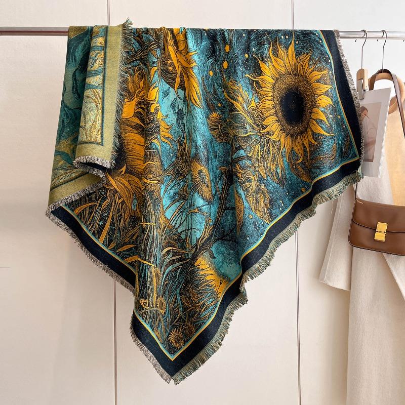 Premium Scarf 140 Square Scarf Wukong Great Sage Autumn and Winter Car Blanket Soft Waxy Shawl Gift