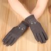 New Autumn And Winter Women Thicken Keep Warm Embroidery Suede Gloves Drive Cycling Cute Lovely Elegant Windproof Soft