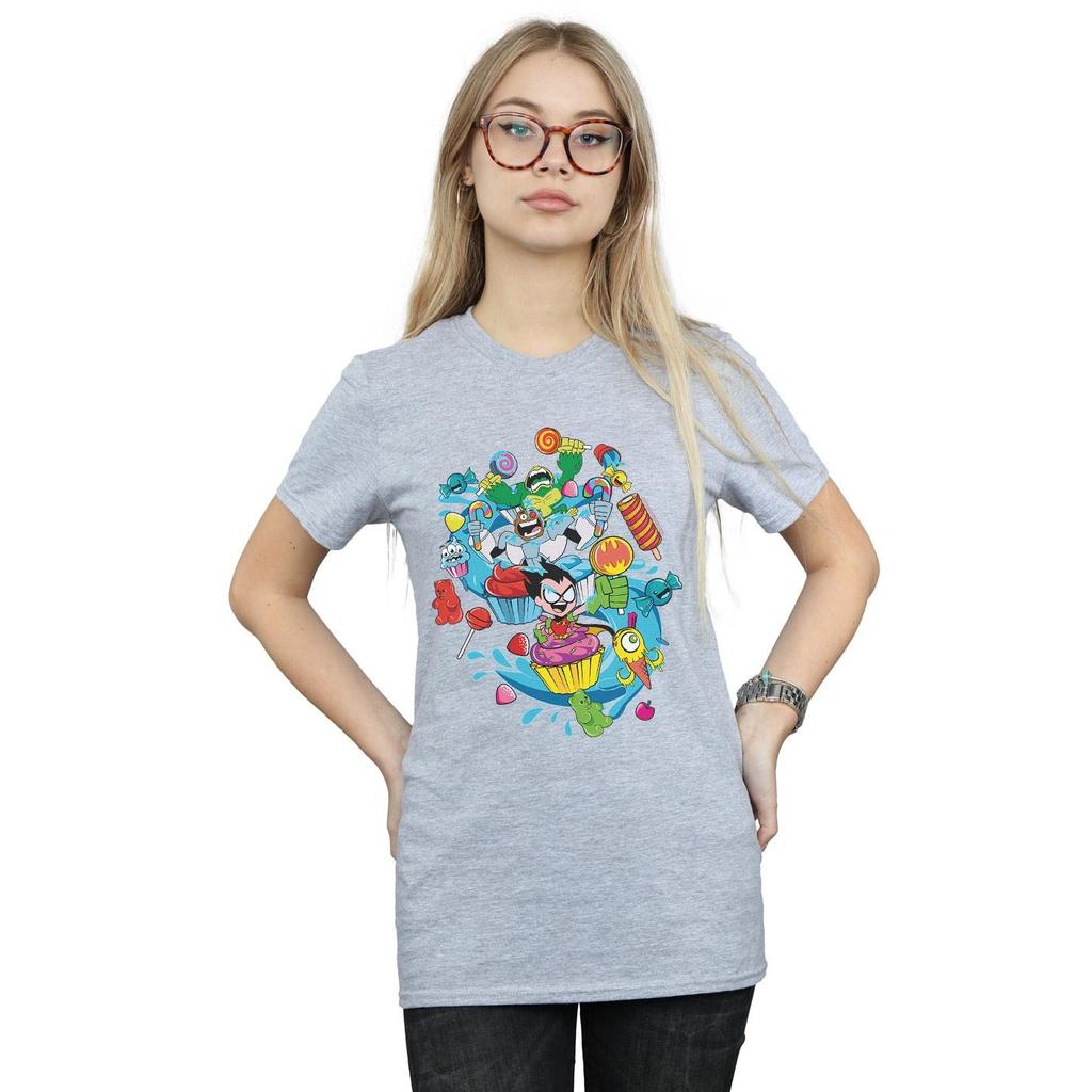 DC Comics Womens/Ladies Teen Titans Go Candy Mania Cotton Boyfriend T-Shirt
