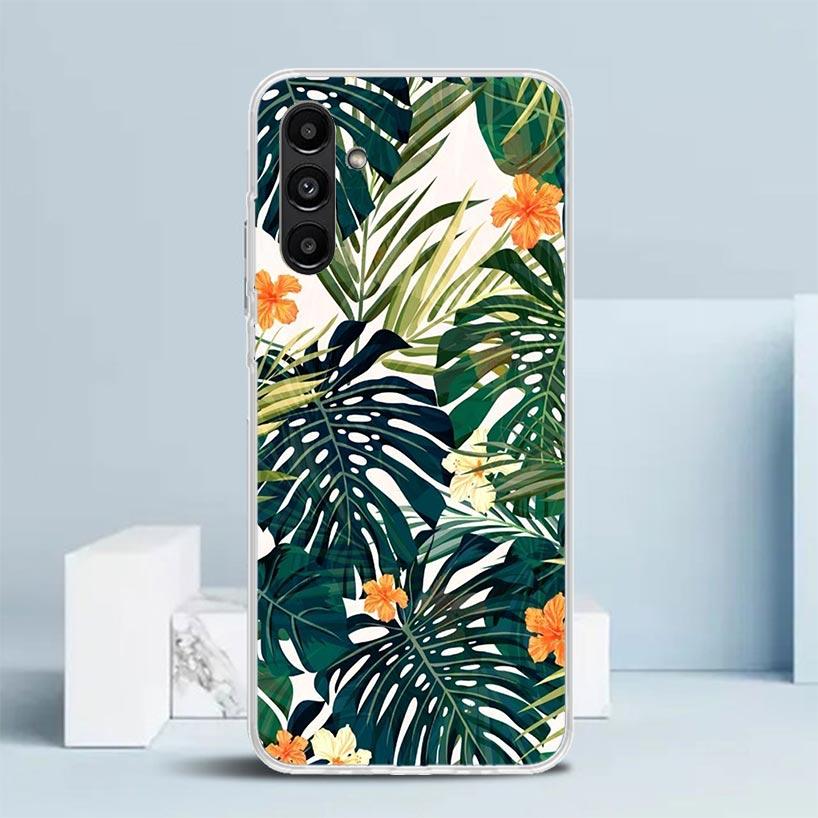 Летние Тропические Растения Зеленый Лист Чехол для Телефона Для Samsung Galaxy A17 A37 A57 A16 A15 A14 A13 A56 A55 A54 A53 A36 A35 A34 A33 A26
