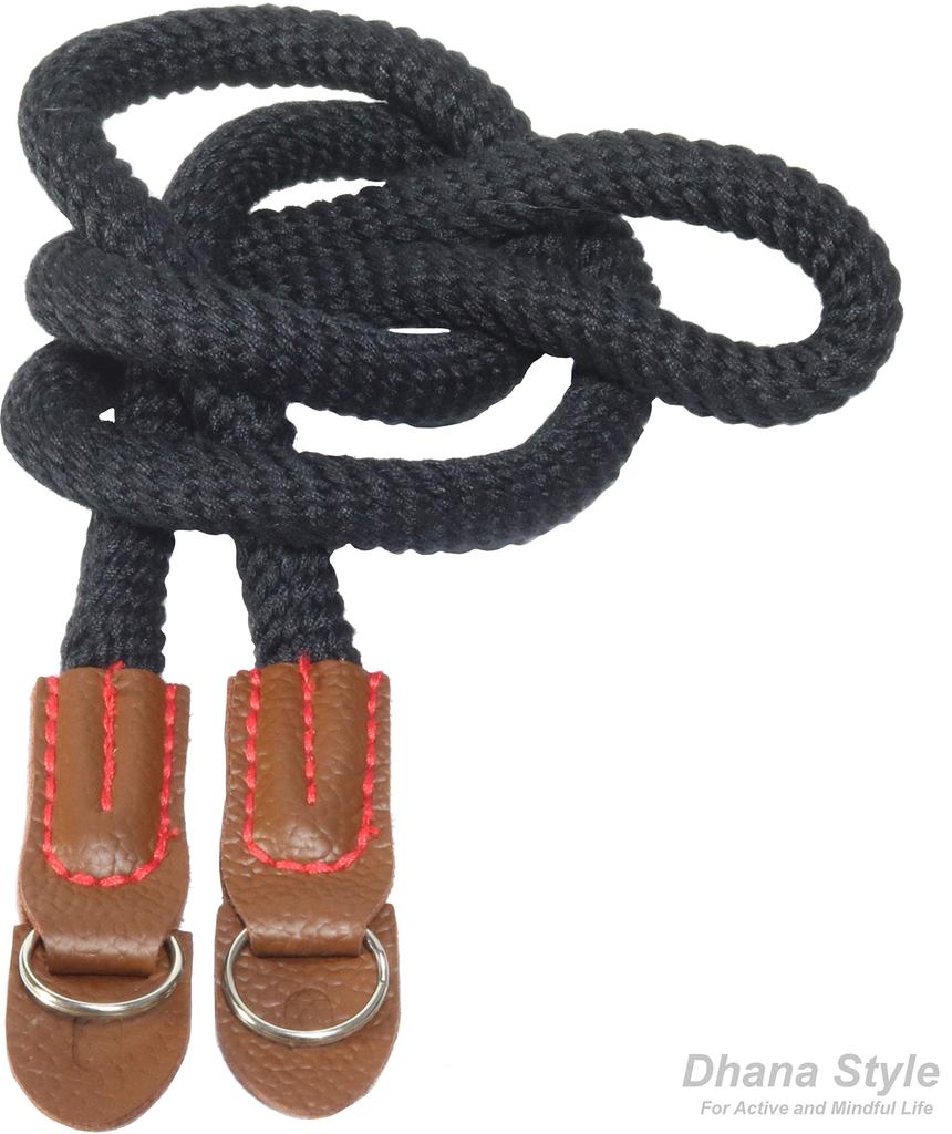 Круглый ремешок на шею для камеры, мягкий хлопковый плечевой ремень с металлическим покрытием, плечевой ремень, кольцо для камеры/кольцо для зеркальных/беззеркальных/компактных камер (ЧЕРНЫЙ)