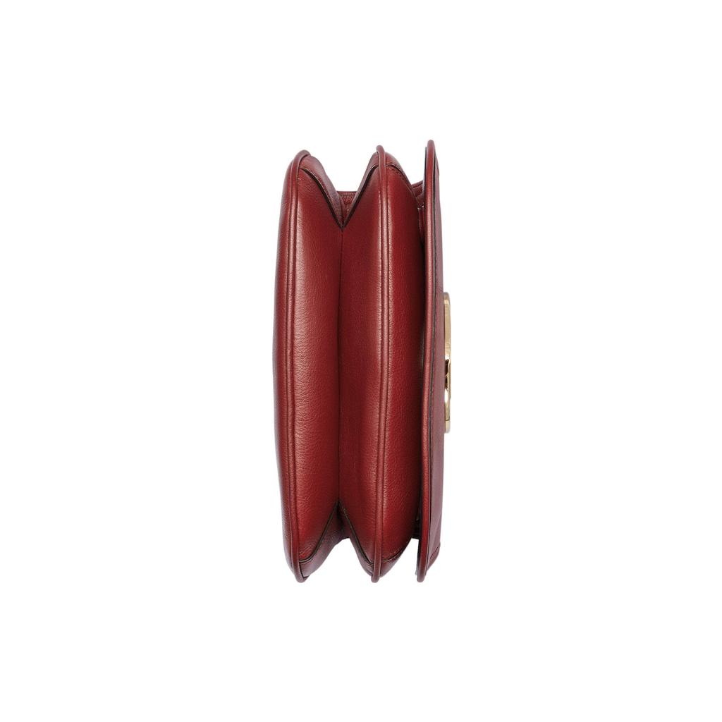 Gucci Blondie Gold Logo Detachable Shoulder Strap Runway Leather Mini Handbag Crossbody Women handbag Deep-Red 698643-UXXAG-6170